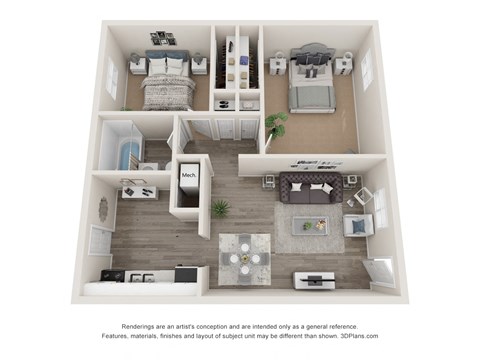 2 Bedroom Floorplan at Balfour Forest Apartments, Georgia